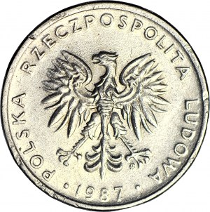 RR-, 20 złotych 1987, DESTRUKT, spora SKRĘTKA 115 stopni