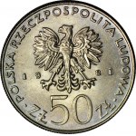 RR-, 50 złotych 1981, Władysław I Herman, DESTRUKT - DOUBLE DIE od góry