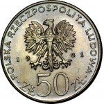 RR-, 50 złotych 1981, Władysław I Herman, DESTRUKT - DOUBLE DIE od dołu