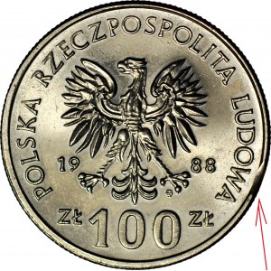 100 Gold 1988 Jadwiga, Scheibenstanzfehler und verblassendes Monogramm