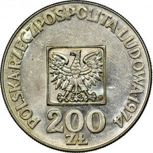 RR-, 200 Złotych 1974, XXX LAT PRL, odwrotka 180 stopni