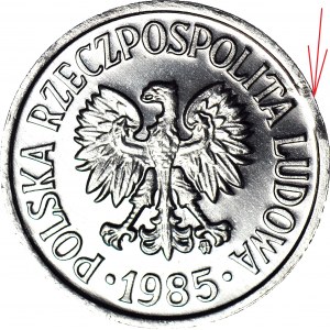R-, 20 pennies 1985, DESTRUKT - disc punching error, PROOFLIKE