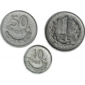 Set di 3 pezzi - 1zł 1969, 50gr 1957, 10gr 1962