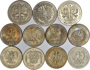 10 złotych 1964-65-67-68-71-70-71-72-73, zestaw 10 szt.