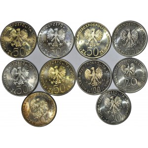 20, 50 100 zlatých 1979-1985, mi.n. královská pošta, mincovna, sada 10 ks.