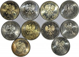20, 50 100 Gold 1979-1985, mi.n. königliche Post, postfrisch, Satz von 10 Stück.