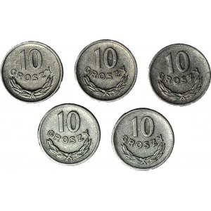Lot de 5 pièces - 10 pennies 1961, 1963, 1965, 1966, 1967