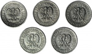 Zestaw 5 sztuk - 10 groszy 1961, 1963, 1965, 1966, 1967