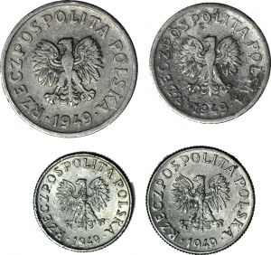 Set of 4 pieces - 1, 2, 10, 20 pennies 1949, aluminum