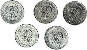 Sada 5 kusov - 20 mincí 1962, 1963, 1965, 1967, 1968