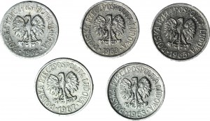 Zestaw 5 sztuk - 20 groszy 1962, 1963, 1965, 1967, 1968