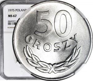 50 Groszy 1975, ungestempelt, gestempelt