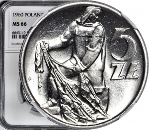 5 złotych 1960, Rybak, menniczy