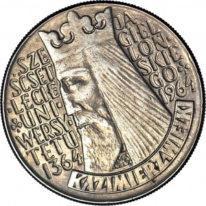 R-, 10 zlatých 1964 Kazimír Veliký, nápis intaglio, SKRĘTKA 330 stupňů vpravo, vzácné