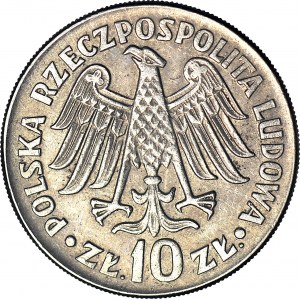 R-, 10 złotych 1964 Kazimierz Wielki, napis wklęsły, SKRĘTKA 330 stopni w prawo, rzadkie