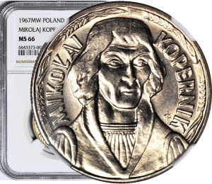 10 zlotých 1967, Mikuláš Koperník, nejnižší ražba, mincovna