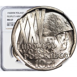 10 zloty 1968, XXV ANS DE LA LWP, non oblitéré