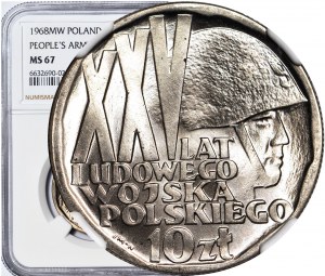 10 złotych 1968, XXV LAT LWP, mennicze