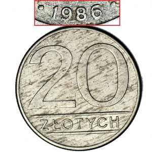 RR-, 20 zlatých 1986, ŠIROKÉ DATUM, vzácné