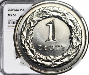 1 Zloty 2008 MW, Warschau, Münze