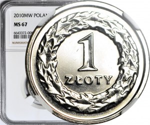 1 zloty 2010 MW, Warsaw, mint