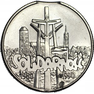 10.000 PLN 1990, Solidarność, DESTRUKT, errore di punzonatura del disco