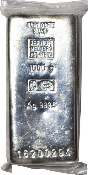 Bar of 1 kg. pure silver, Gondomar, Belgium
