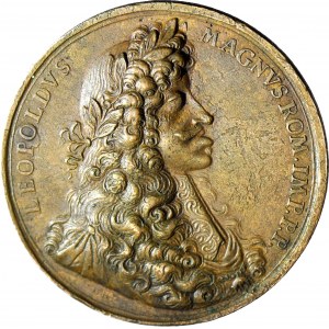 RR-, Rakousko, Leopold I., Medaile 1687 bronz, Vítězství u Sicklosu nad Turky