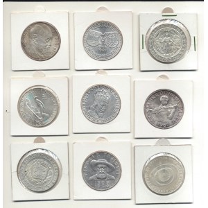 Autriche, 50 shillings 1959-1974, ensemble de 9 pièces.