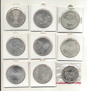 Austria, 100 szylingów 1975-1999, zestaw 9 szt.