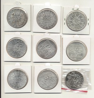 Austria, 100 shillings 1975-1999, set of 9 pieces.