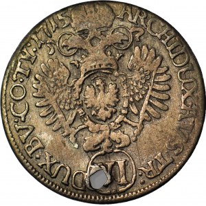 Rakousko, Karel VI., 6 krajcarů 1615, Tyrolsko, vzácné