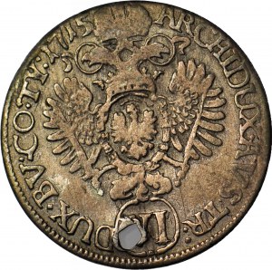 Rakúsko, Karol VI, 6 krajcars 1615, Tirolsko, vzácne