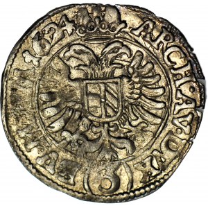 Österreich, Ferdinand II, 3 krajcars 1624, Prag, Adler unter Büste seltener