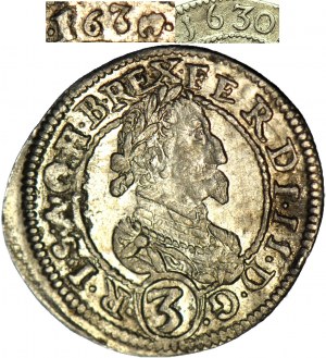 Rakúsko, Ferdinand II, 3 krajcars 1631, Graz, nezvyčajné dada