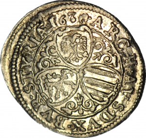 Rakúsko, Ferdinand II, 3 krajcars 1631, Graz, nezvyčajné dada