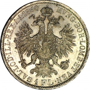 Rakúsko, František Jozef, 1 florén 1860 A, Viedeň, mincovňa