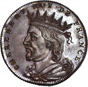Francúzsko, medaila 1833, Caqueova kráľovská suita, č. 8, kráľ Chererert 521-570, bronz 32 mm, mincovňa
