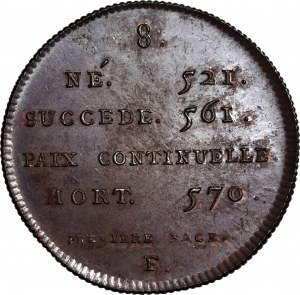 Francúzsko, medaila 1833, Caqueova kráľovská suita, č. 8, kráľ Chererert 521-570, bronz 32 mm, mincovňa
