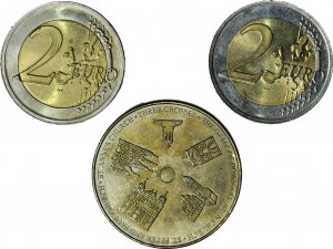 Lithuania, set of 2 pcs. 2 Euros 2017 and 2018, plus medal