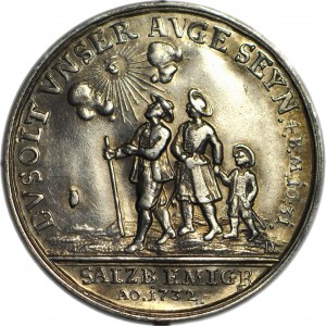 Německo, Braniborsko-Prusko, Fridrich Vilém I., Medaile 1732 za přijetí vyhnaných protestantů ze Salcburku