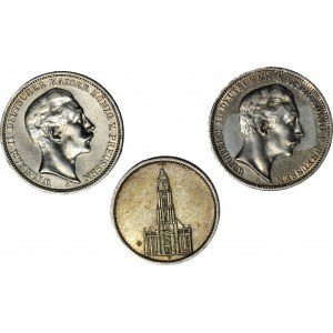 Německo, sada 3 značek. 3 marky 1909 a 1908, 5 marek 1935, sada 3 ks.