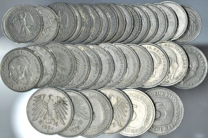 Germany, FRG, 1, 2 and 5 Marks, set of 36 pieces.