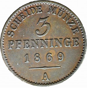 Germany, Prussia, 3 pfennig 1869 A, Berlin
