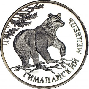 Russia, 1 rublo 1994 ЛМД, argento, orso himalayano