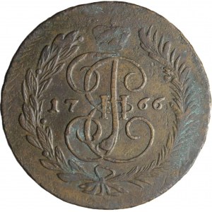 Rusko, Katarína II, 5 kopejok 1766 MM, Moskva