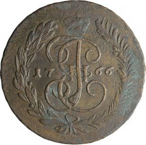 Rosja, Katarzyna II, 5 kopiejek 1766 MM, Moskwa