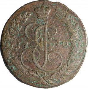 Rosja, 5 kopiejek, Katarzyna II, 5 kopiejek, 1770/60 EM, Jekaterinburg