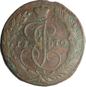 Rosja, 5 kopiejek, Katarzyna II, 5 kopiejek, 1770/60 EM, Jekaterinburg