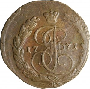 Rosja, 5 kopiejek, Katarzyna II, 5 kopiejek, 1771 EM, Jekaterinburg